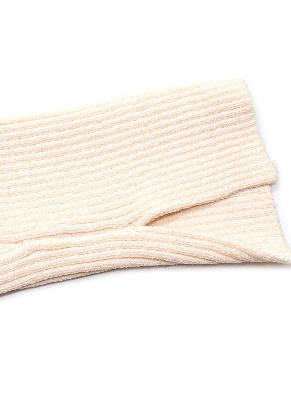 Ganni Cream Ribbed Melange Polo Knit Top