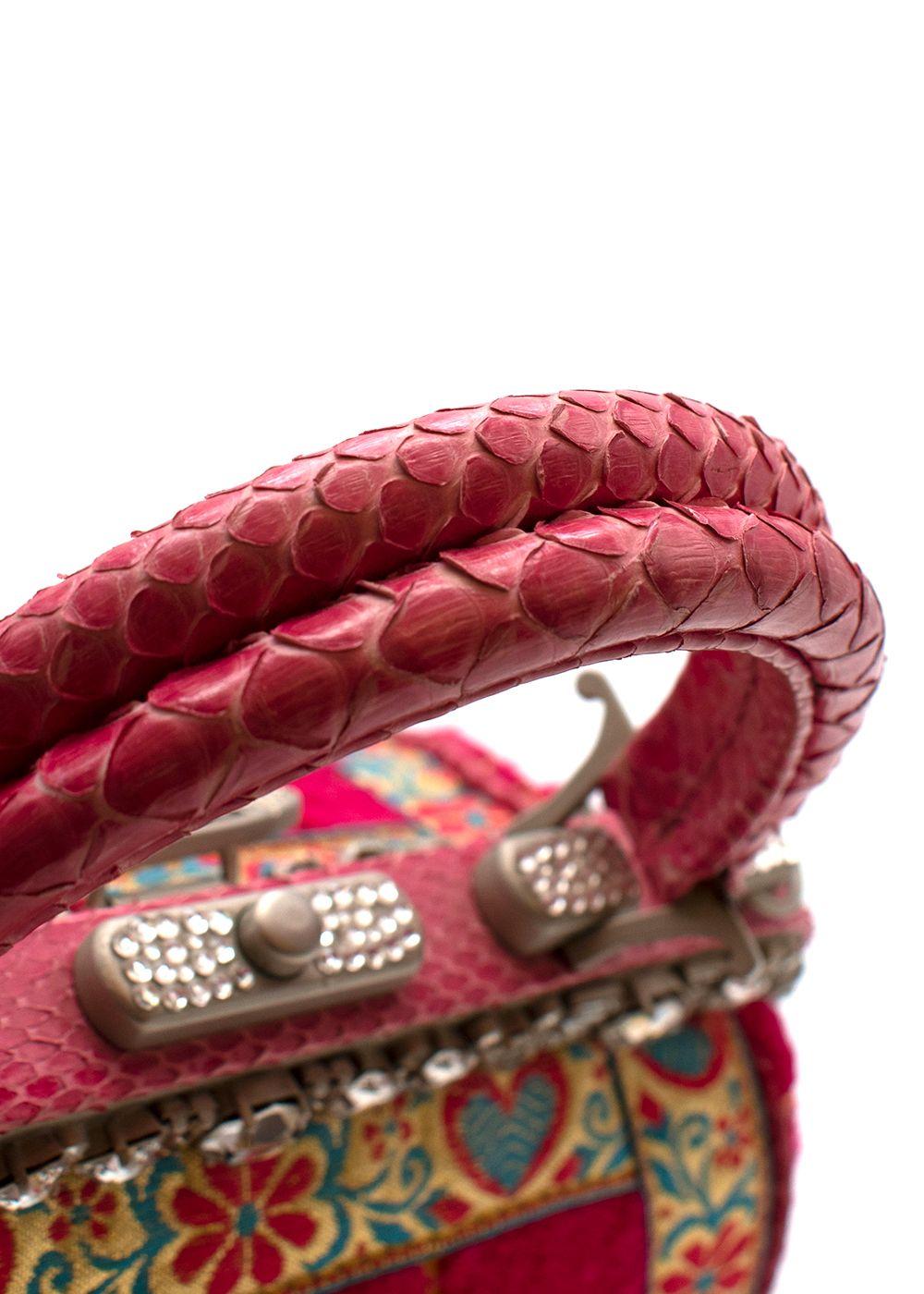 Vintage Embellished Pink Lace and Snake Skin Handbag