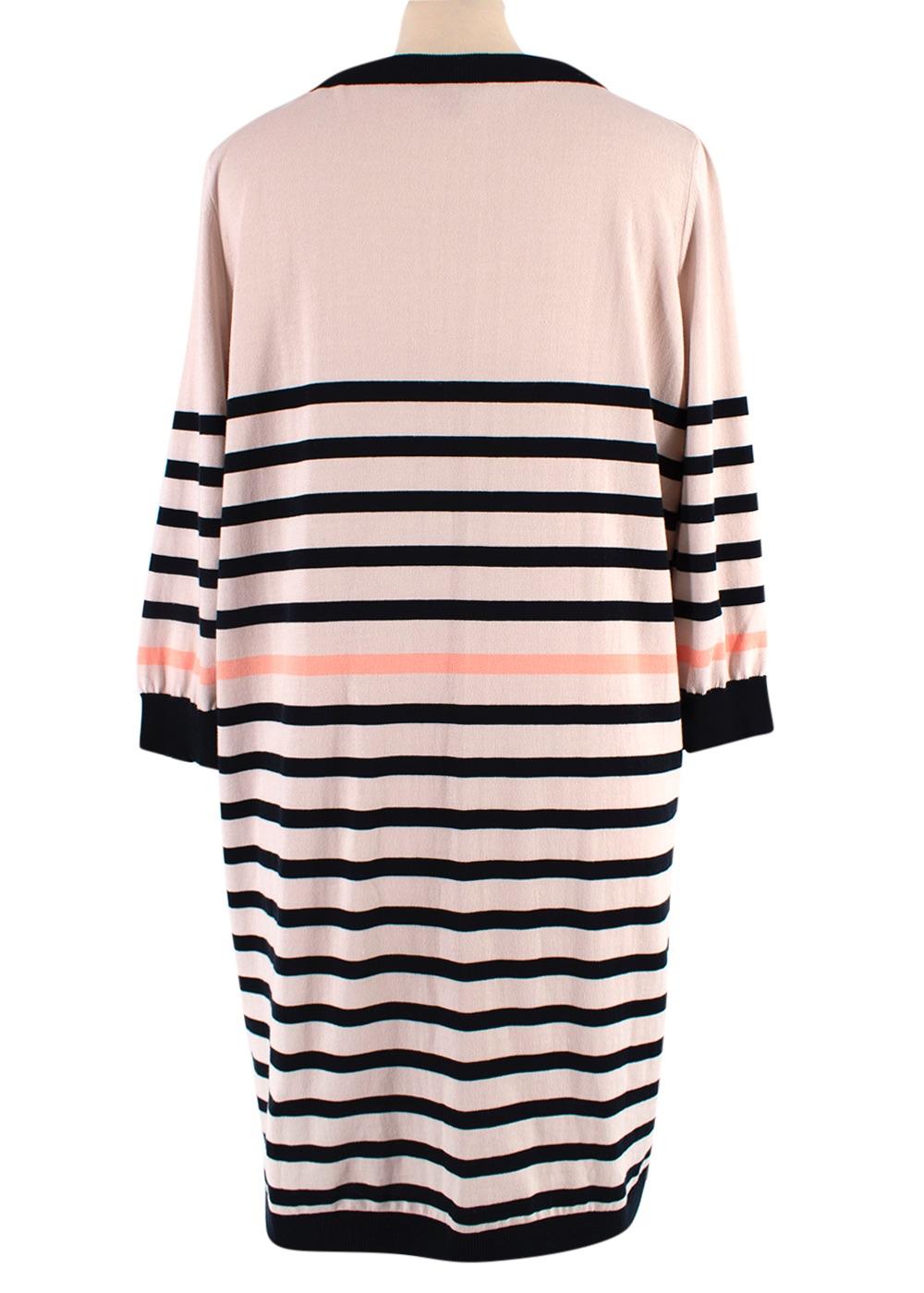 Louis Vuitton Beige Striped Tie-neck Dress