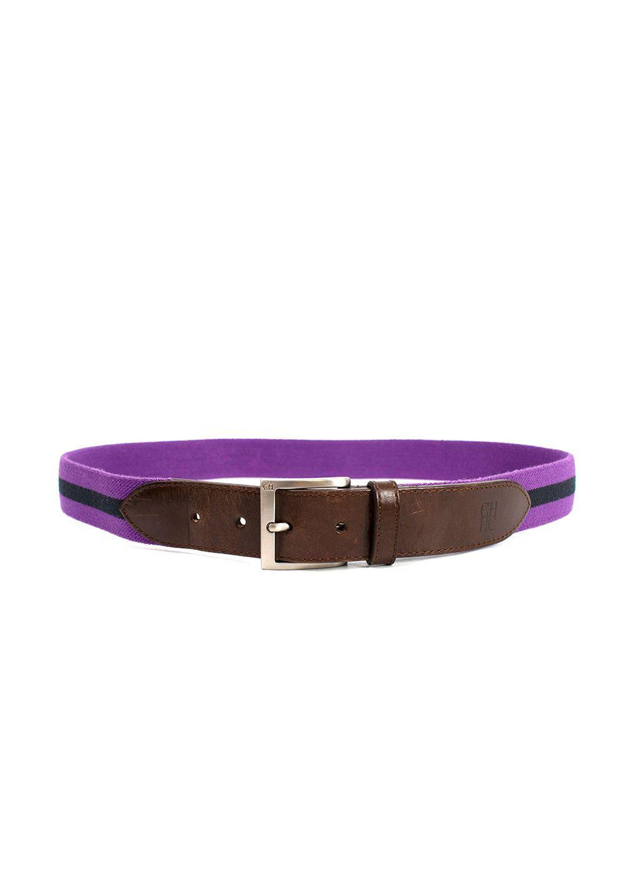 Carolina Hererra Brown Leather & Purple Canvas Belt