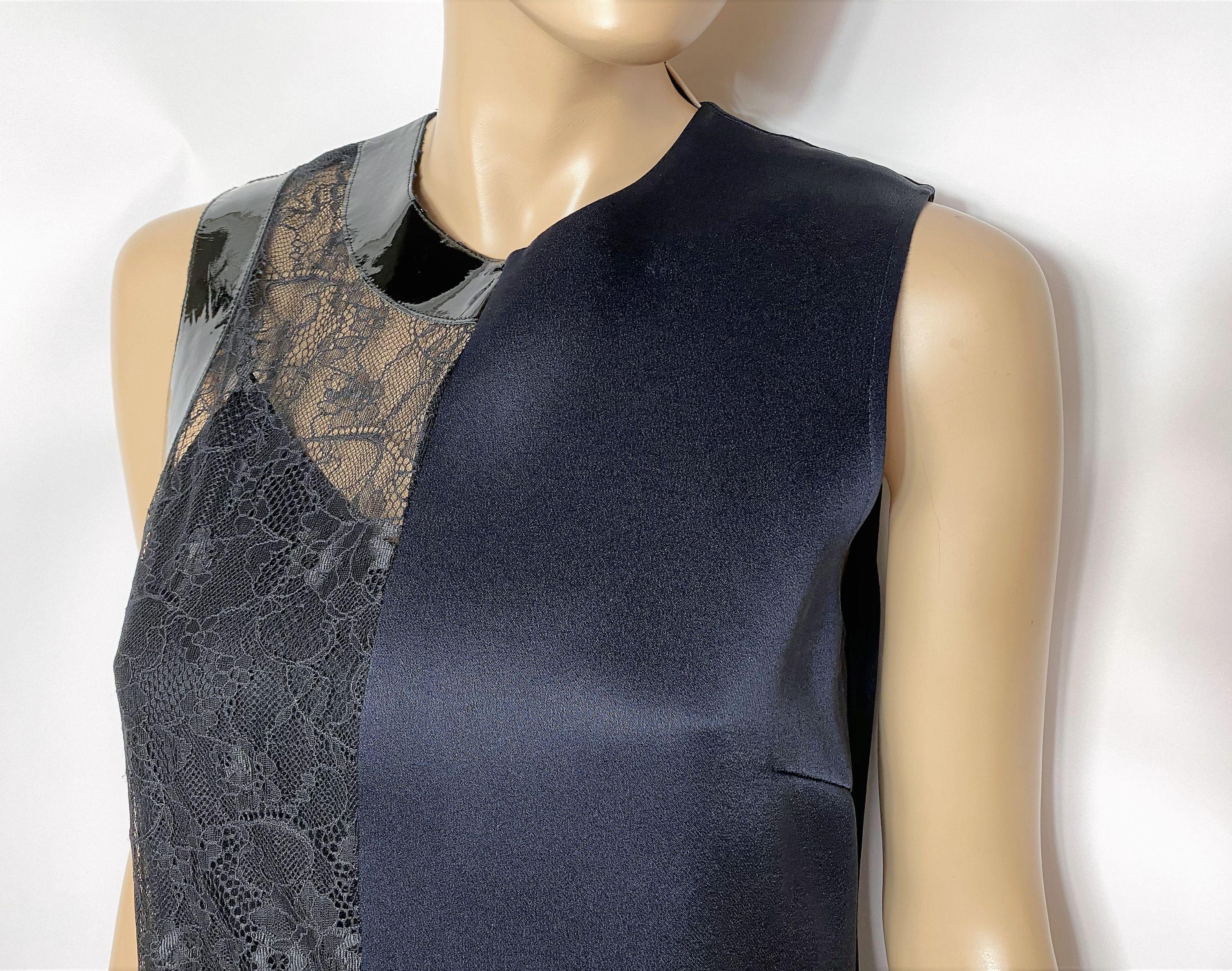 Christopher Kane Colour Block Lace & Leather Panelled Sleeveless Dress