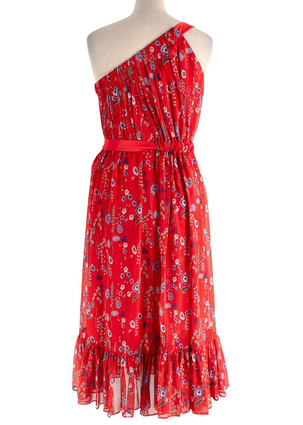 Alexis Pleated One-Shoulder Floral Dress