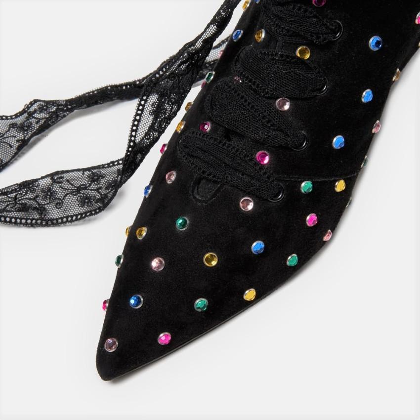 Saint Laurent Black Blaze 45 Crystal Embellished Suede Boots
