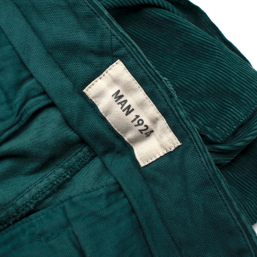 MAN 1924 Emerald Green Cotton Corduroy Cargo Shorts