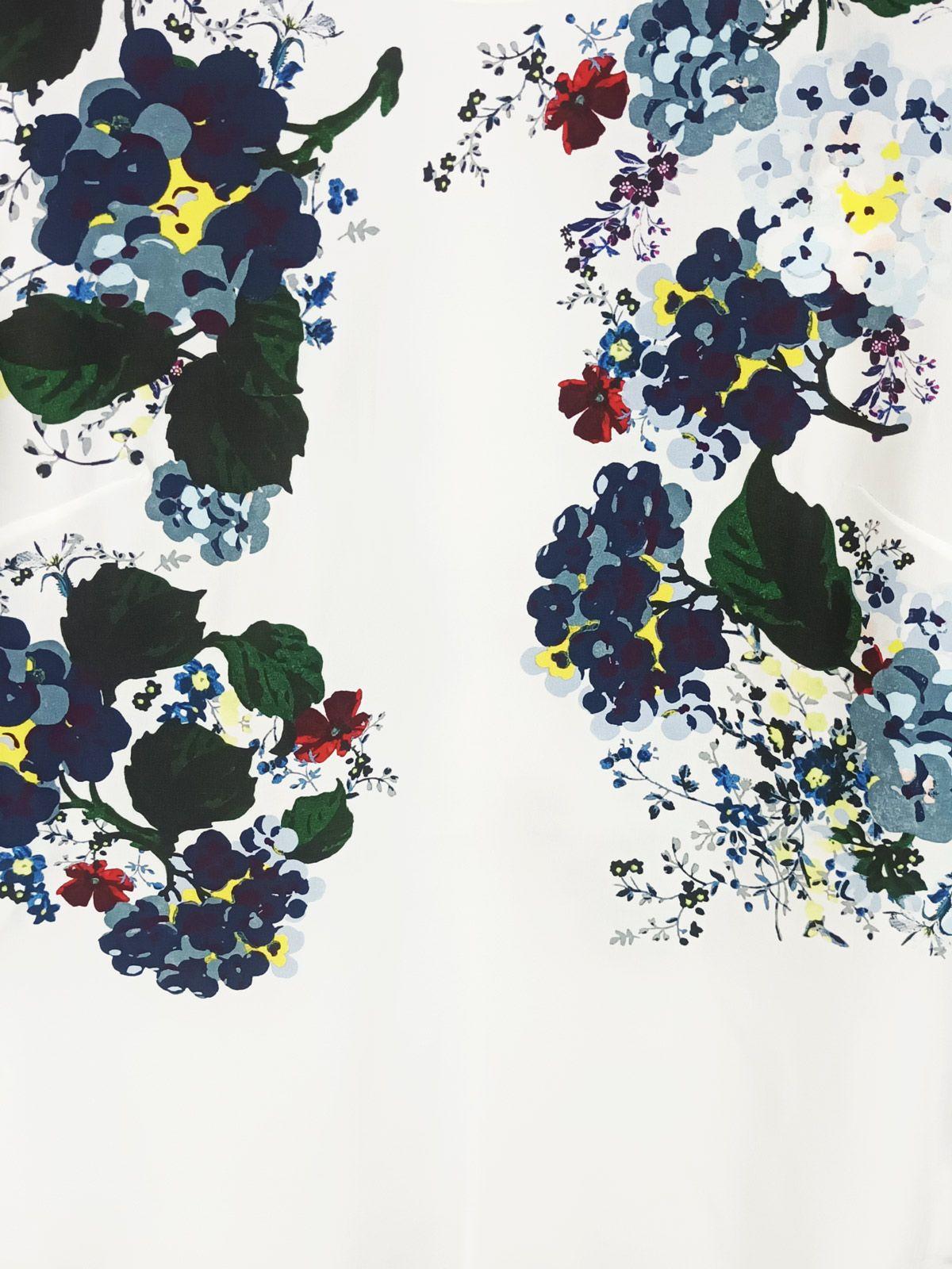 Ivory floral print silk shell top