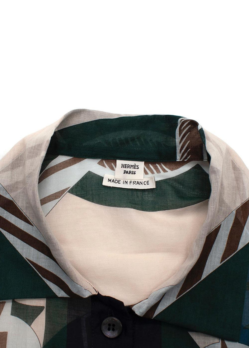 Hermes Blue Patterned Cotton Shirt