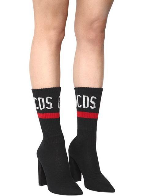GCDS Black Logo Intarsia Sock Boots