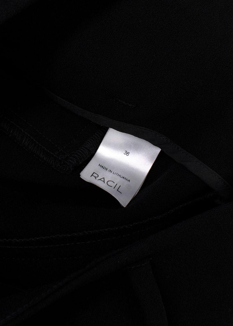 Racil Black High Rise Double Button Wide Leg Trousers