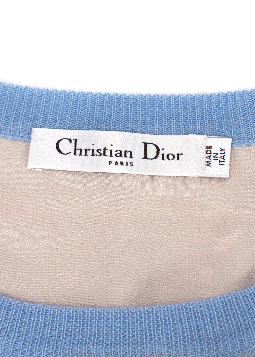 Dior Sky Blue Wool, Cashmere & Silk Cable Knit Jumper Dress