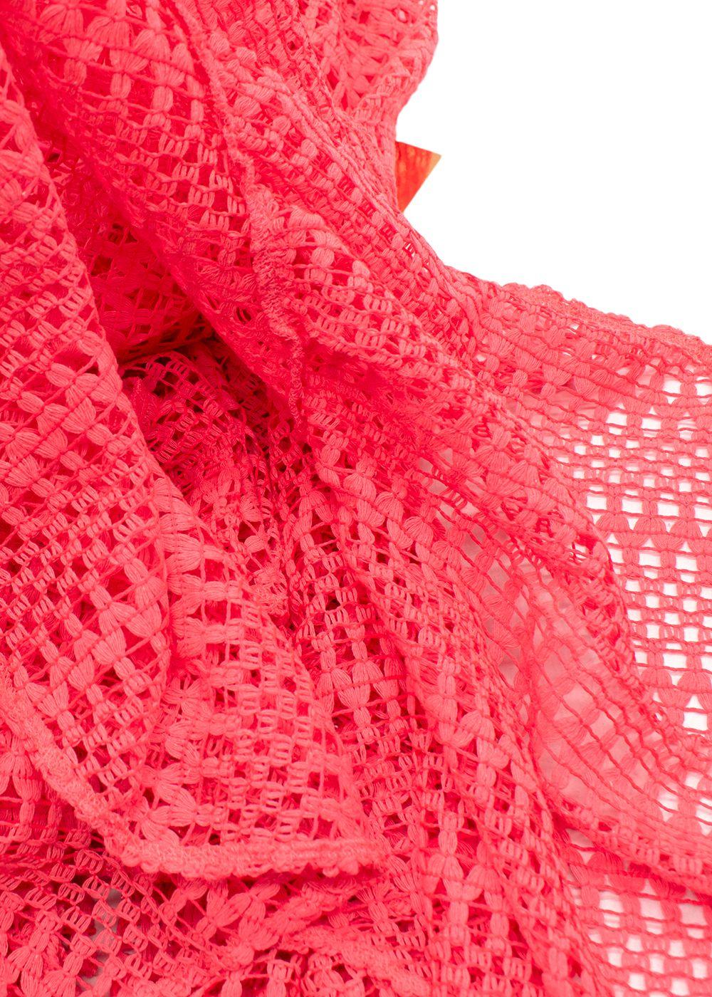 PatBO Neon Coral Halter Crochet Beach Dress