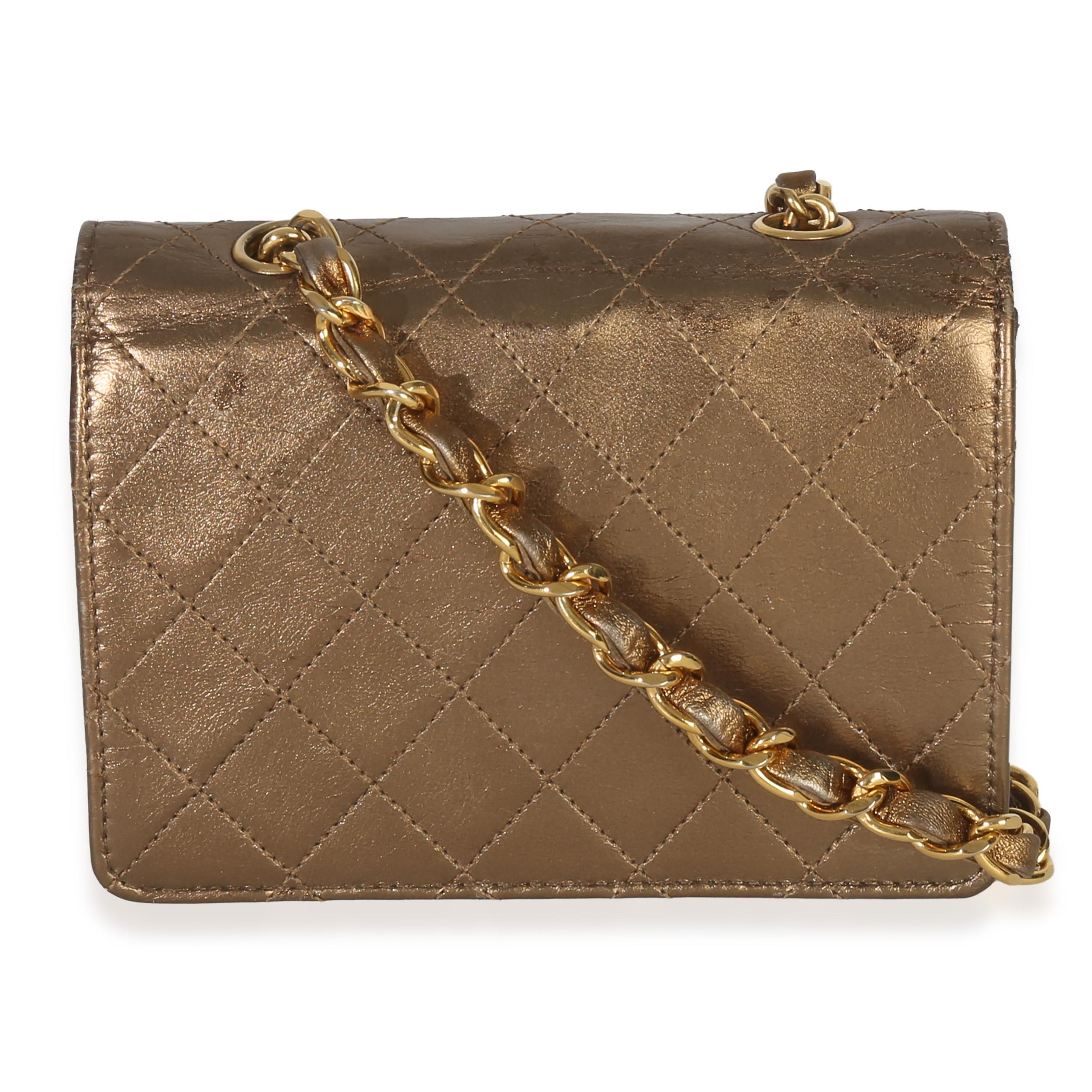 Chanel Metallic Quilted Lambskin Extra Mini Square Flap Bag