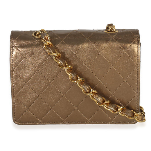 Chanel Metallic Quilted Lambskin Extra Mini Square Flap Bag