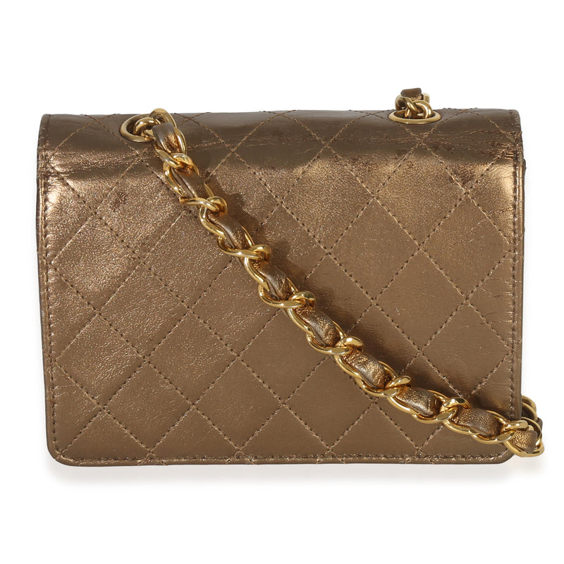 Chanel Metallic Quilted Lambskin Extra Mini Square Flap Bag