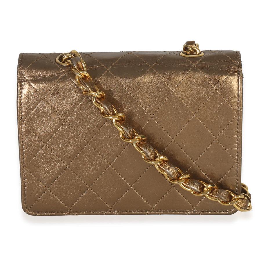 Chanel Metallic Quilted Lambskin Extra Mini Square Flap Bag