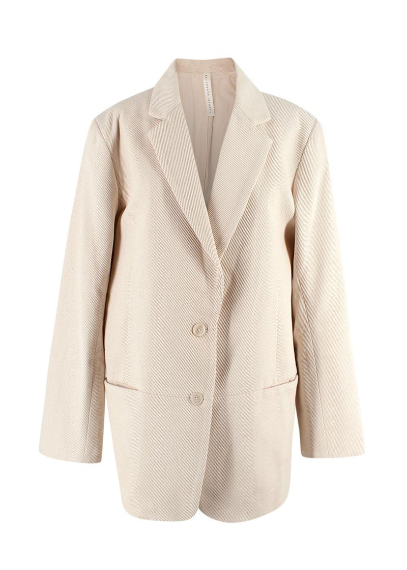 Lauren Manoogian Cream Ribbed Single Breasted Blazer and Trouser Suit