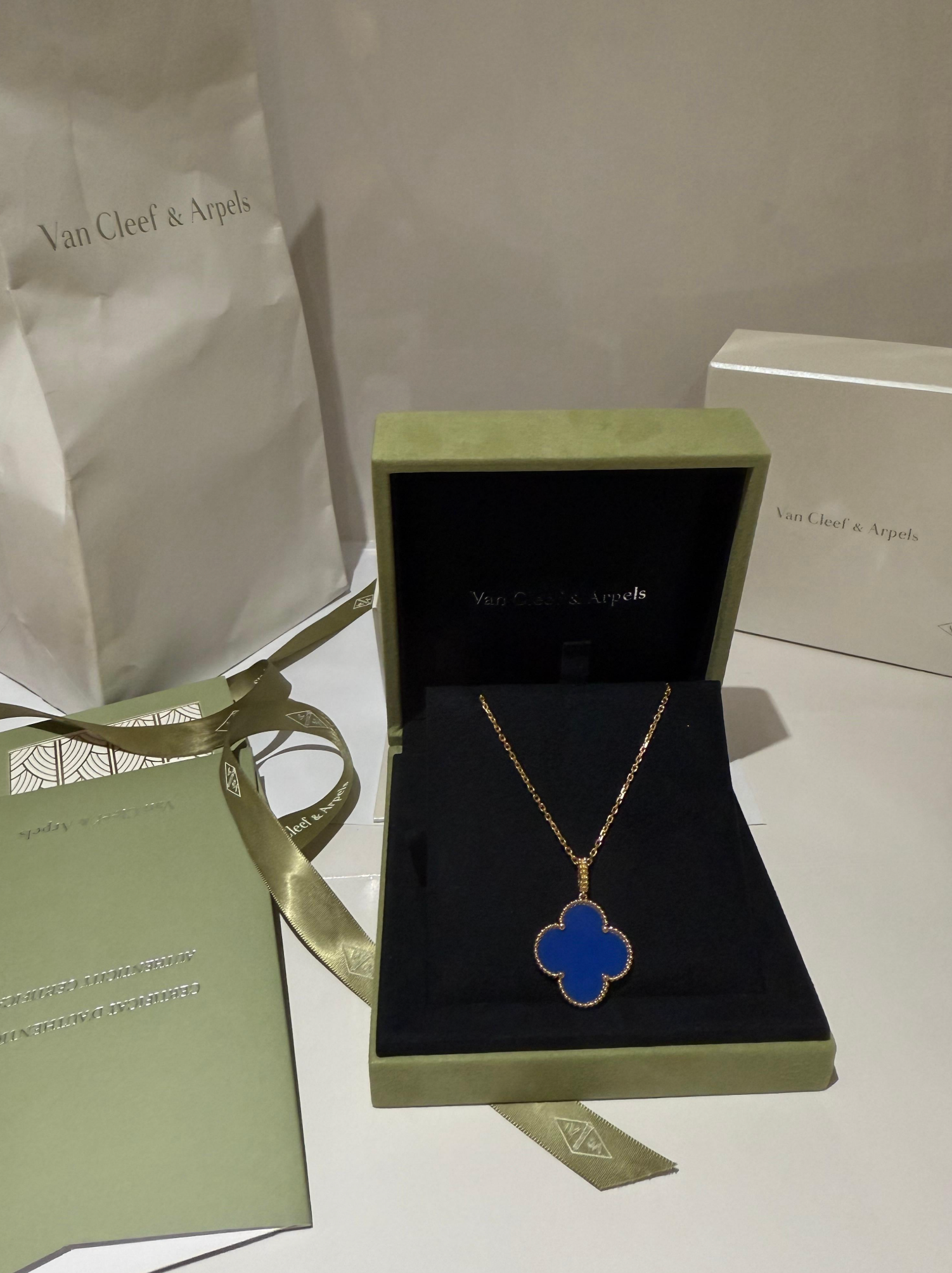 Van Cleef & Arpels Magic Alhambra Blue Agate Long Necklace