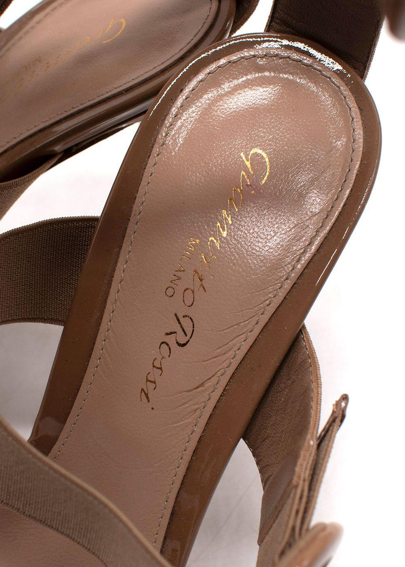 Gianvito Rossi Nude Double Buckle Strap Patent Leather Heels