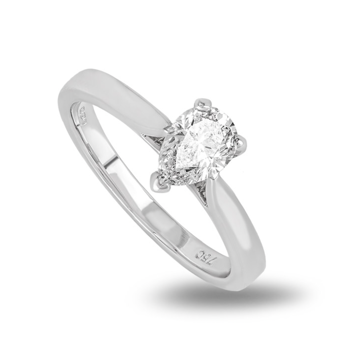 18ct White Gold Pear Cut Diamond Engagement Ring