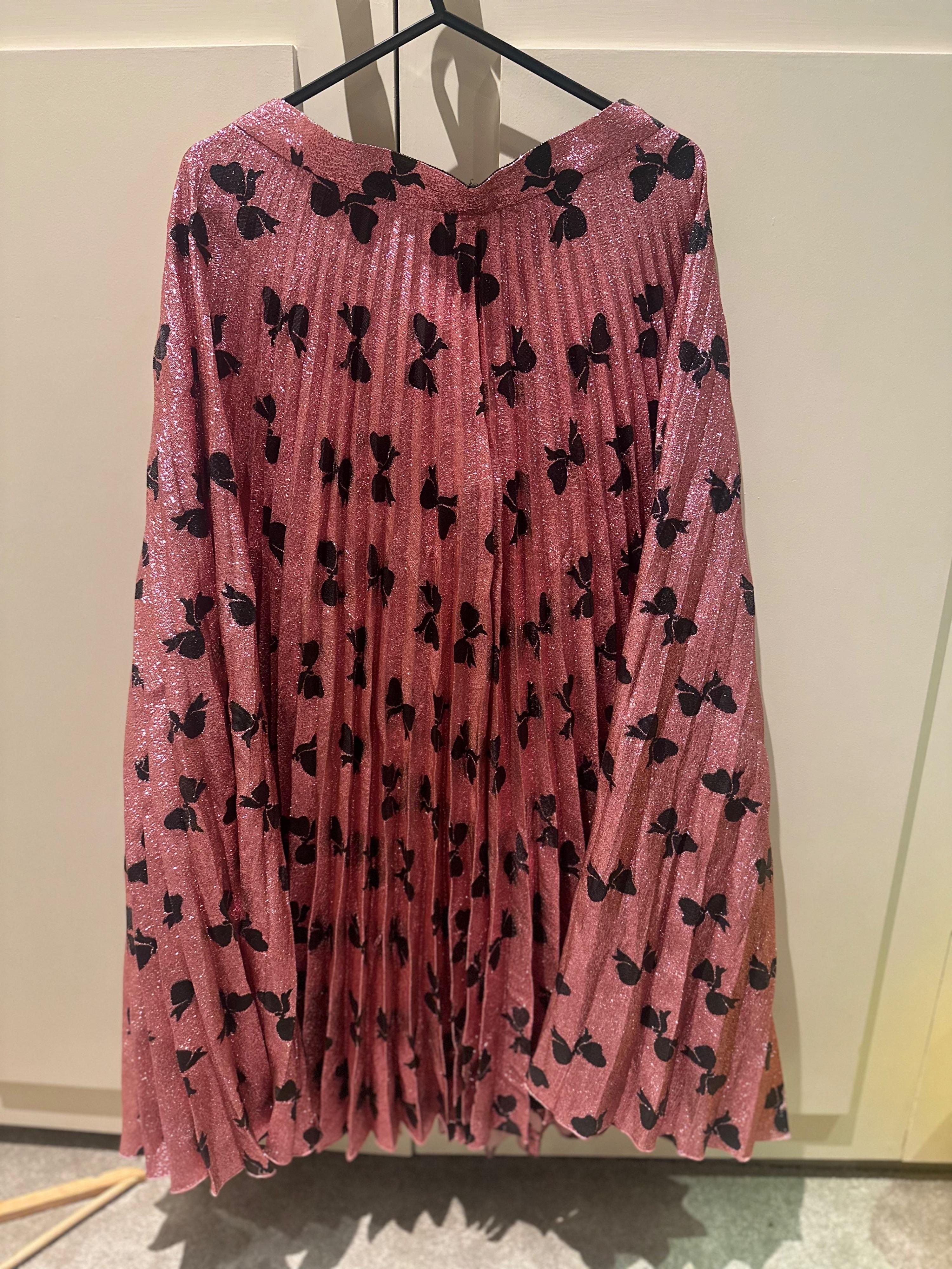 Gucci Iridescent bow lurex pleated skirt