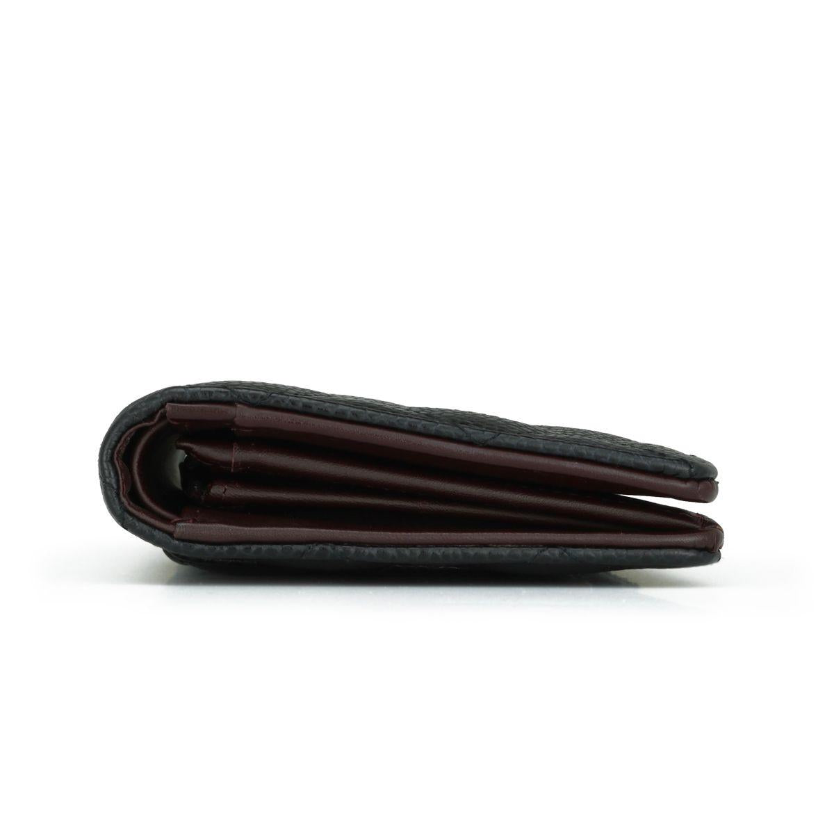 Chanel Black Caviar Leather Long Flap Yen Wallet with Silver Hardware