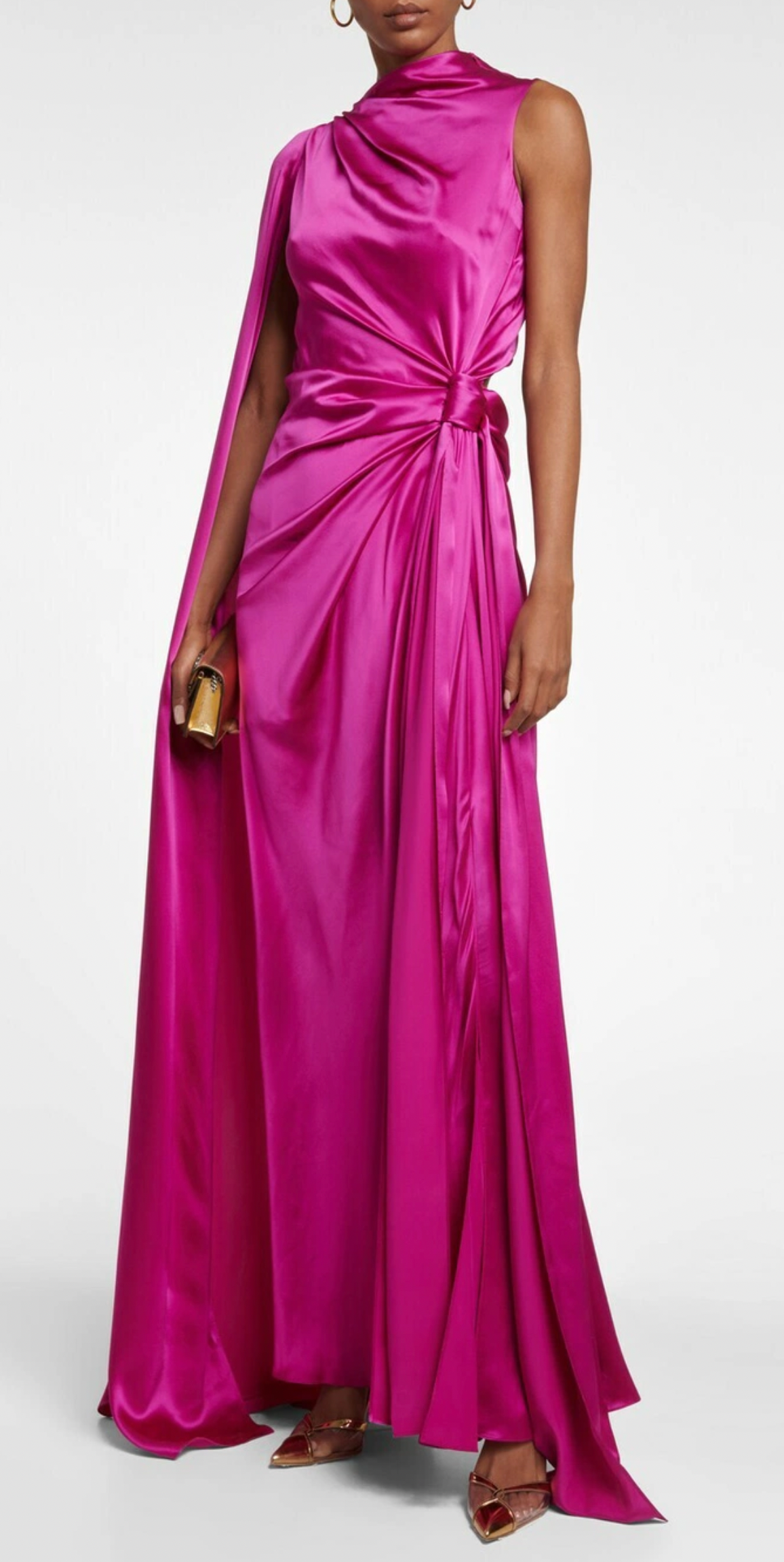 Roksanda Fushia Orien Asymmetrical Silk Draped Gown