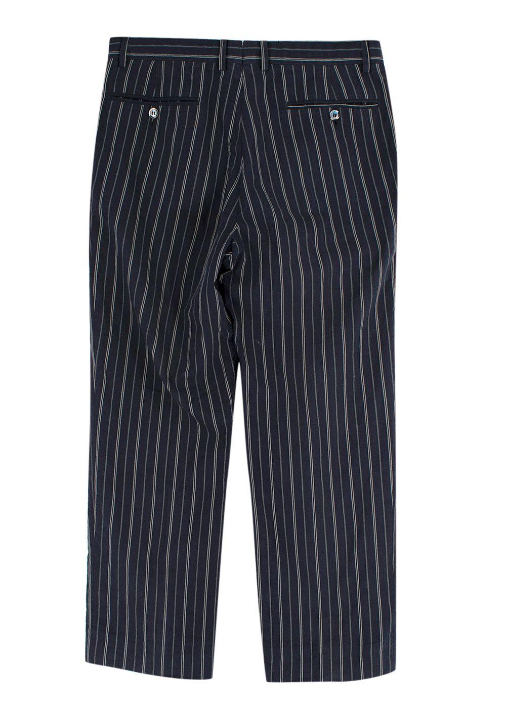 Navy Striped Straight Leg Trousers