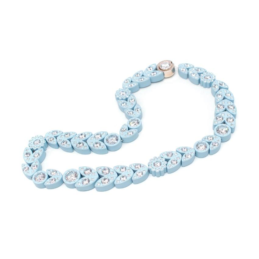 Bottega Veneta Pastel Blue Crystal Embellished Necklace