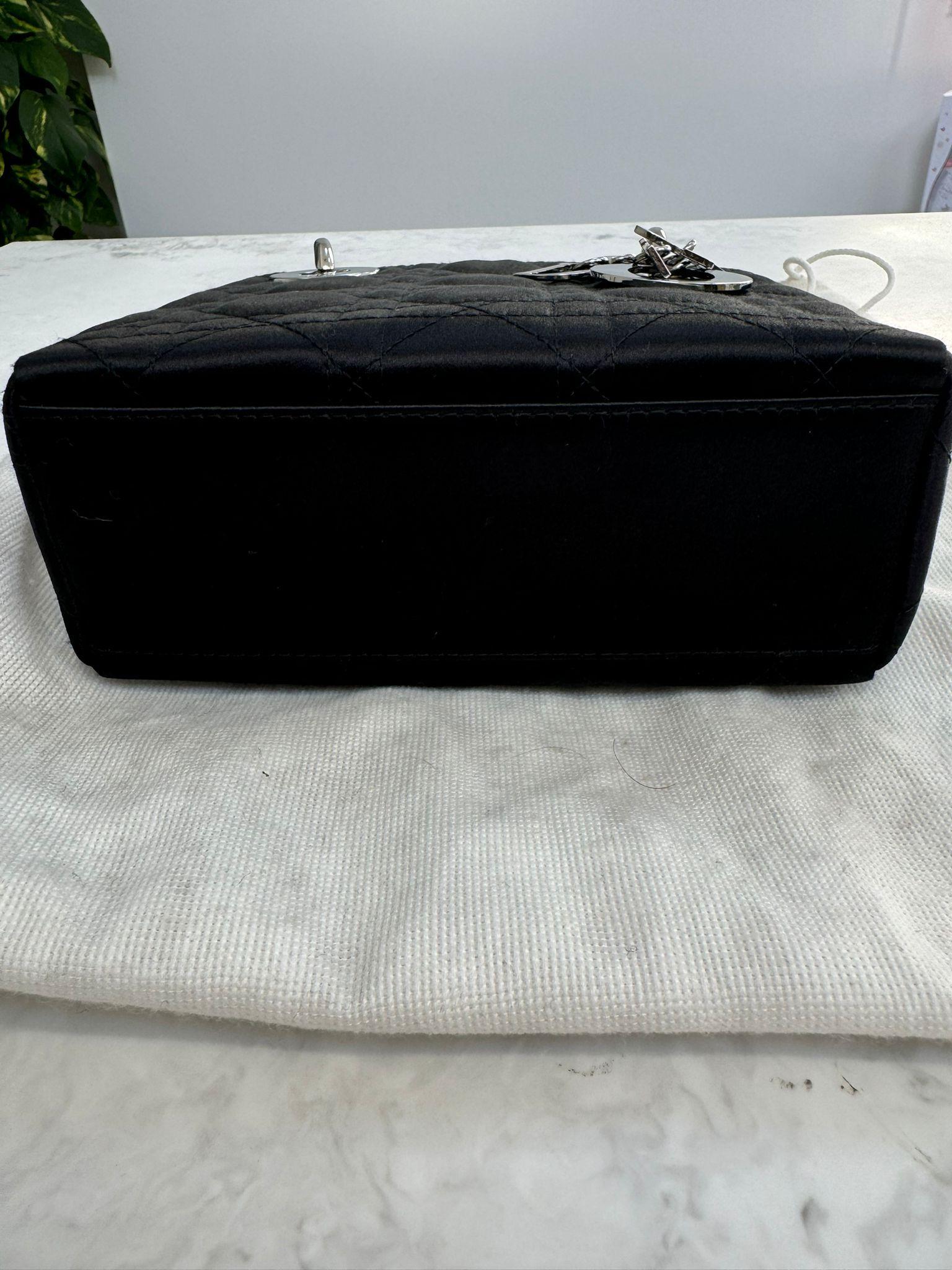 Mini Black Satin Lady Dior Bag