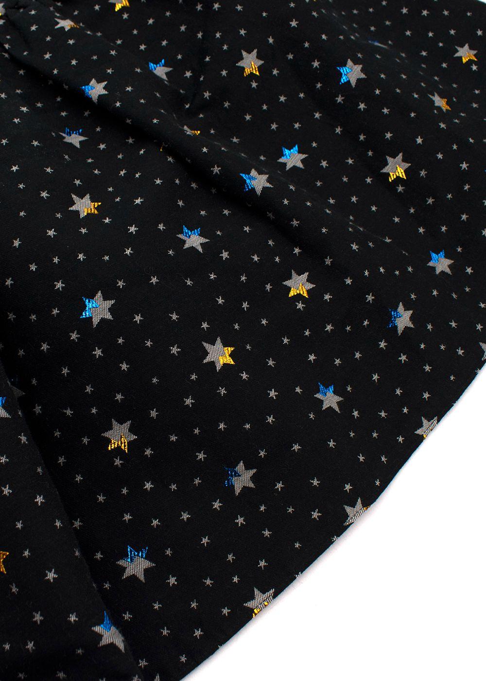 Black Metallic Detail Star Print Embellished Dress