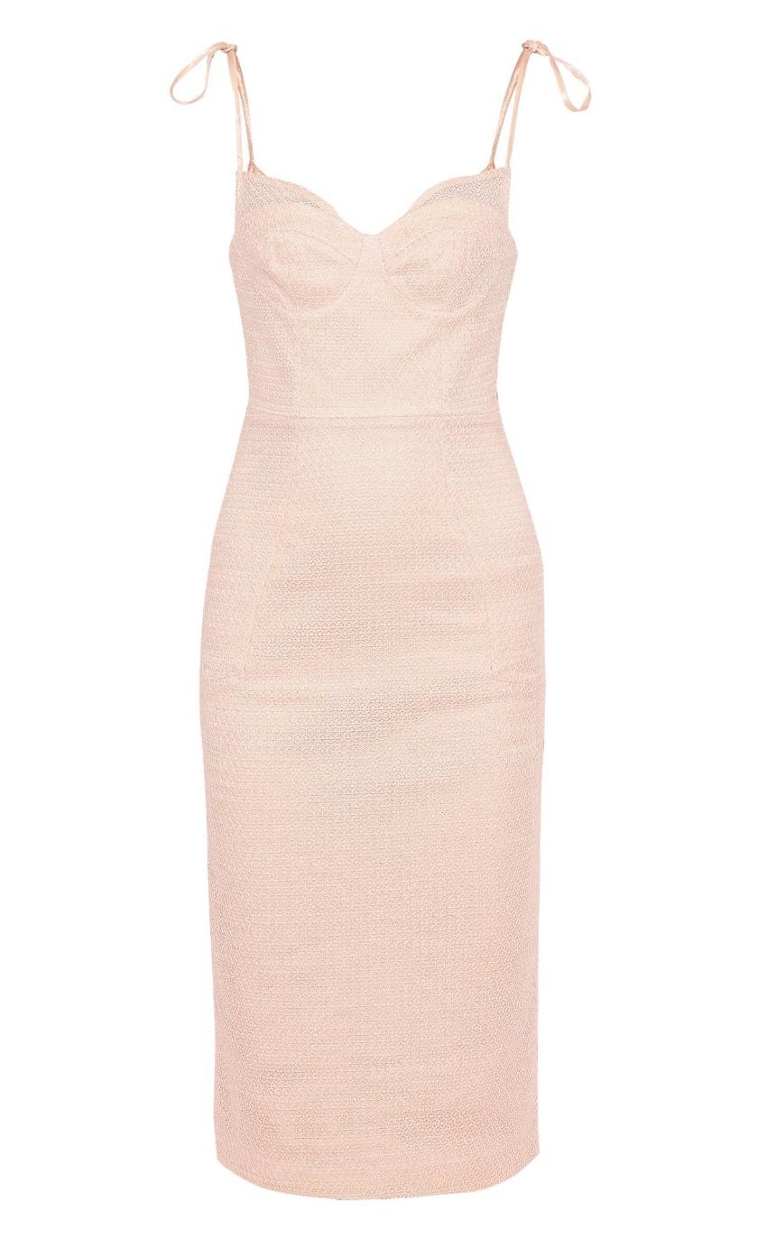 Rebecca Vallance Peach Crepe Midi Dress
