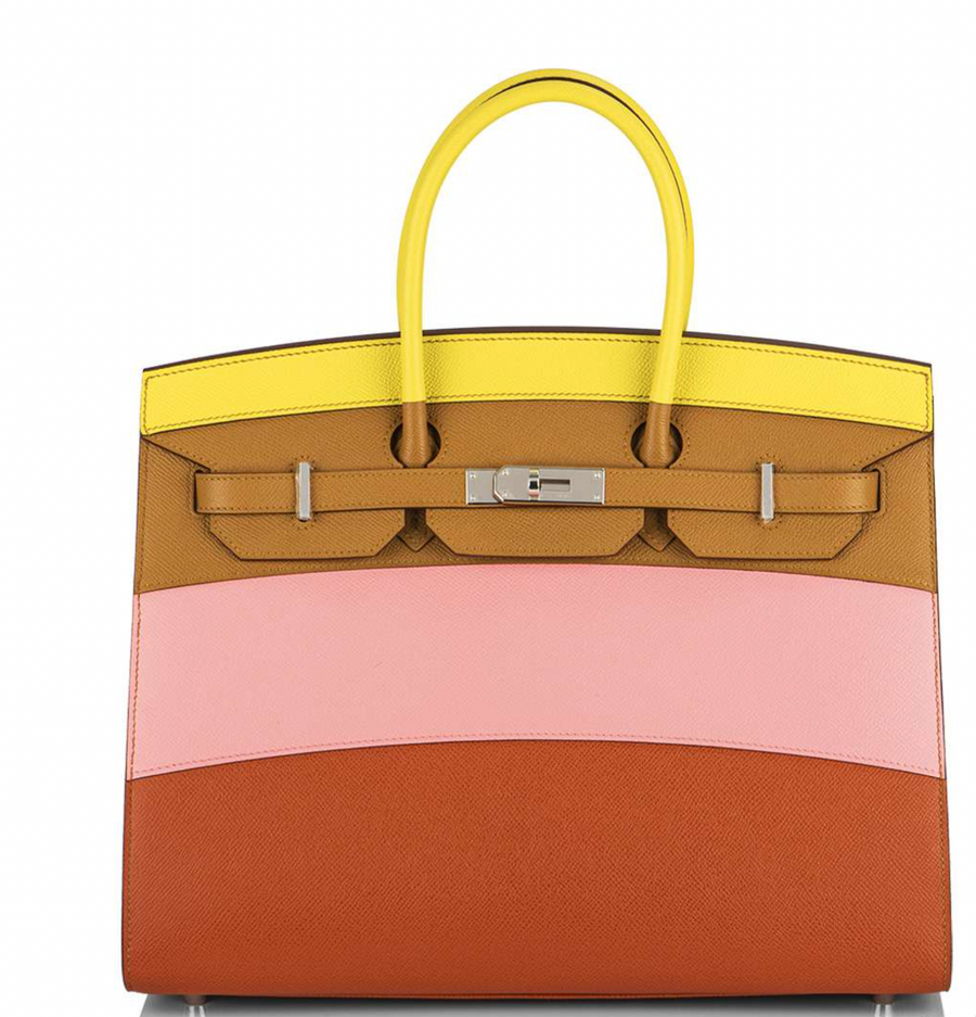 Hermés Epsom Leather 35cm Birkin Sunrise Rainbow Top Handle Bags