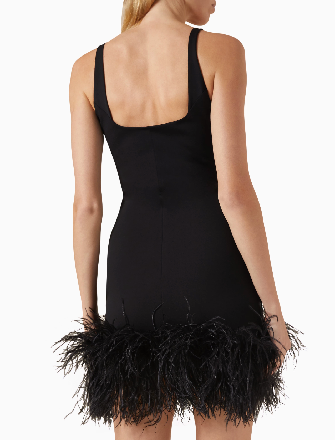 16Arlington  Marabou Feather-Trim Mini Dress