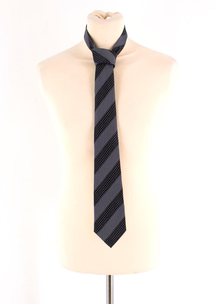 Simon Carter monochrome striped silk-jacquard tie