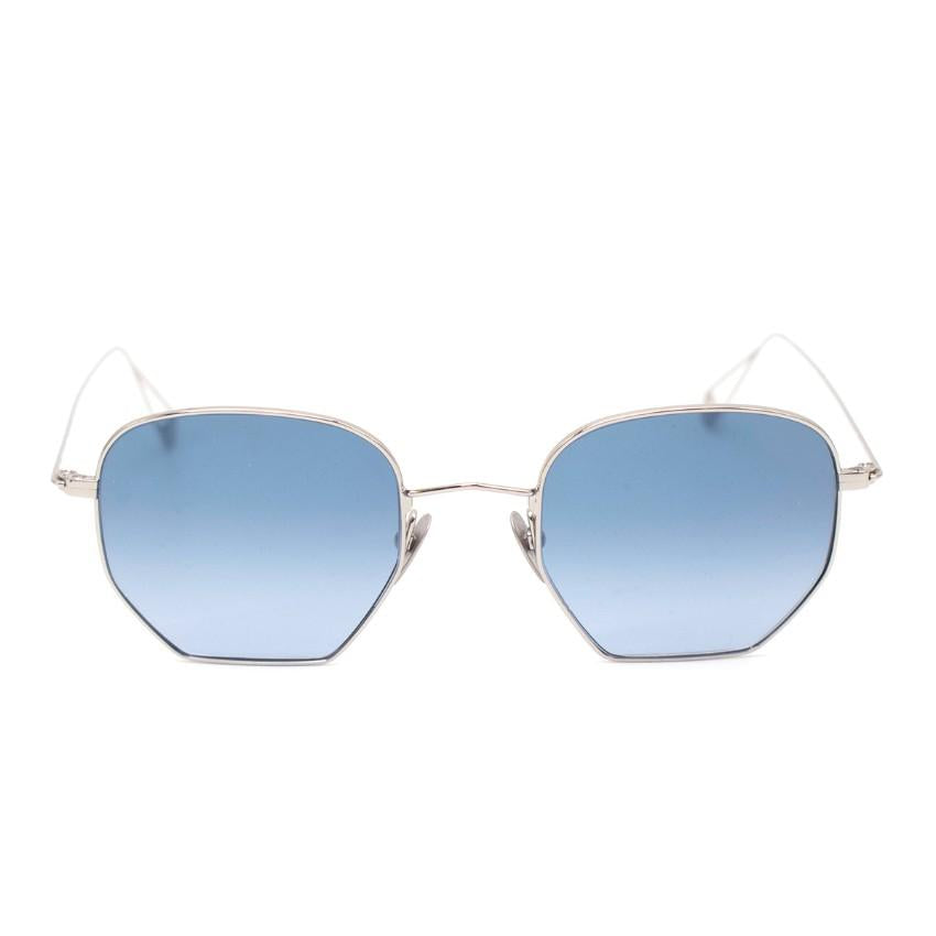 Garrett Leight Liberty Silver & Blue Gradient Octagonal Sunglasses