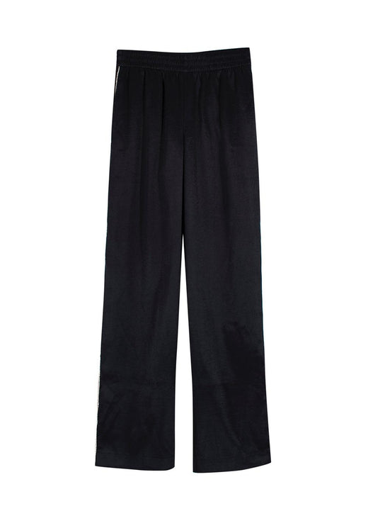 J Brand Black Satin Crystal Side Stripe Trousers