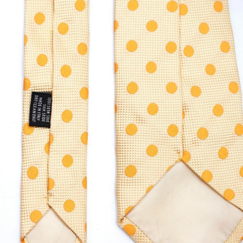 Henry Cottons Yellow Polka-Dot Print Silk Tie