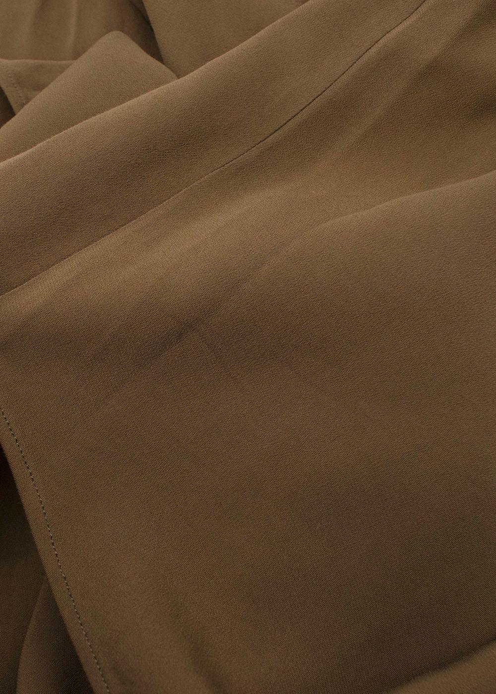 Asceno Green Khaki London Oversized Crepe Shirt