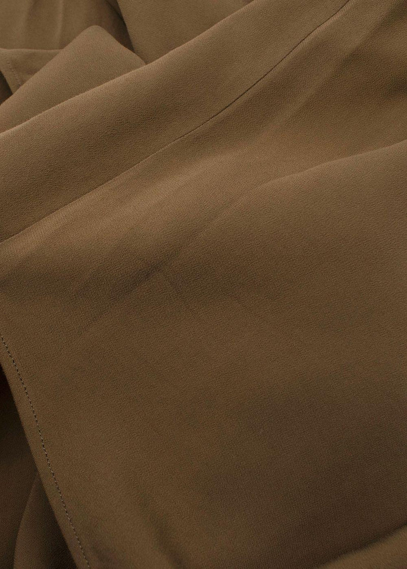 Asceno Green Khaki London Oversized Crepe Shirt