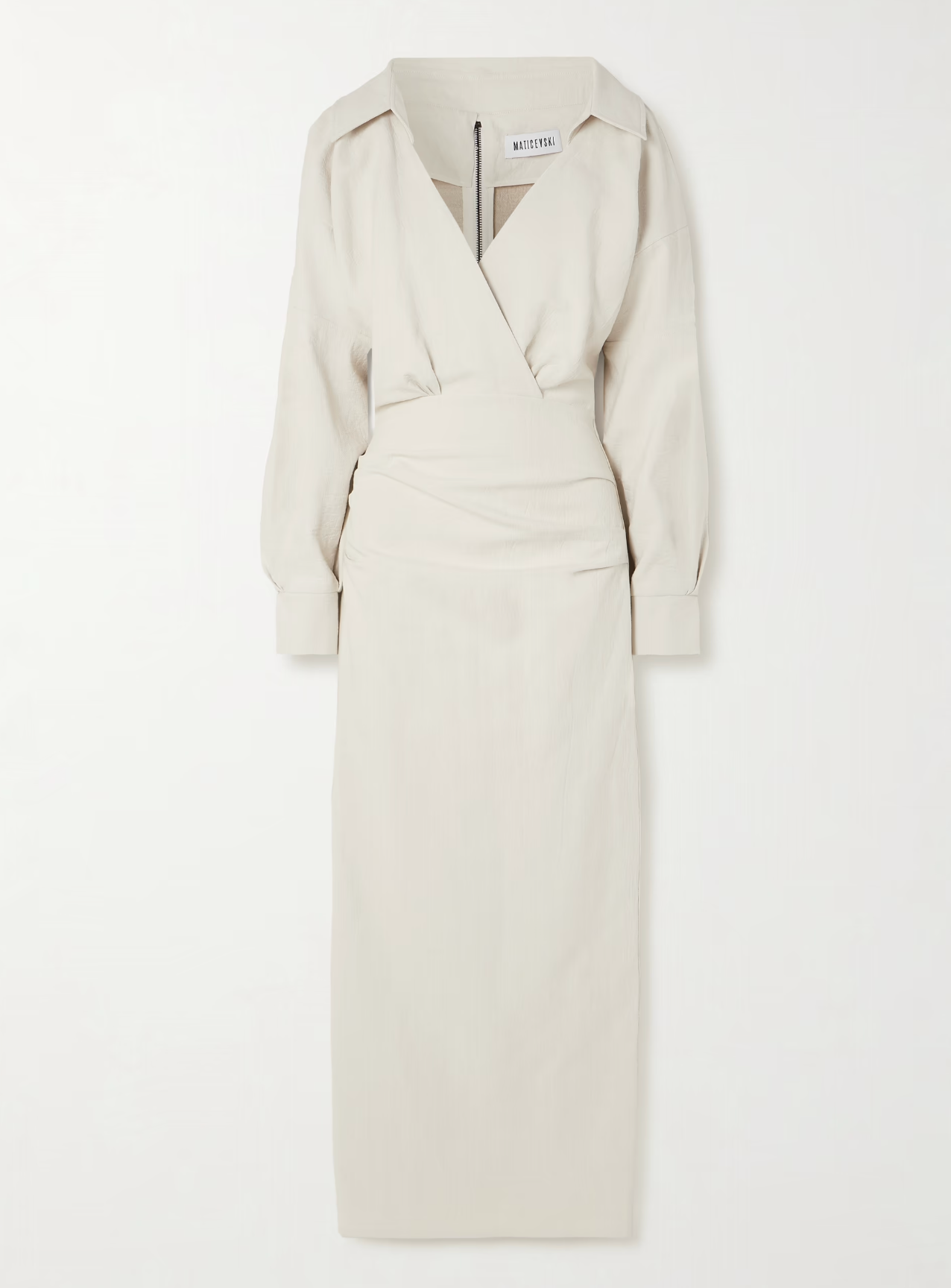 Maticevski Category Ruched Linen Midi Shirt Dress