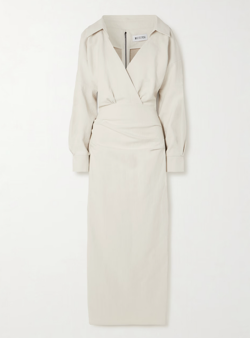 Maticevski Category Ruched Linen Midi Shirt Dress