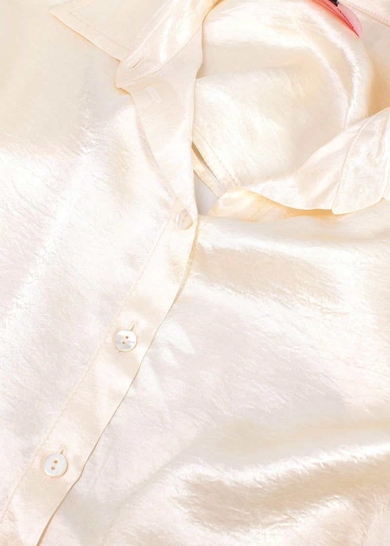 Marianna Senchina Cream Satin Open Draped-back Blouse