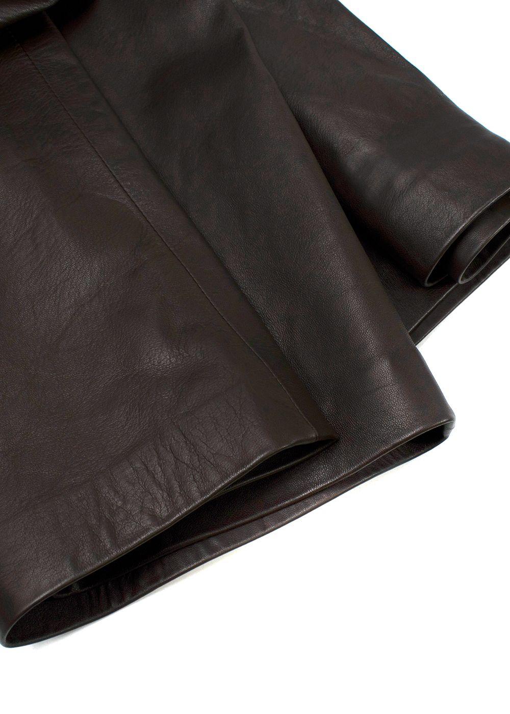 Nili Lotan Chocolate Brown Nico  Wide Leg Leather Trousers