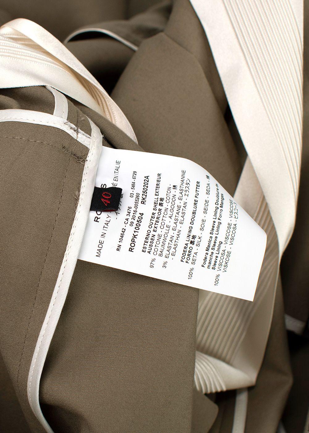 Rochas Khaki Belted Longline Trench Coat