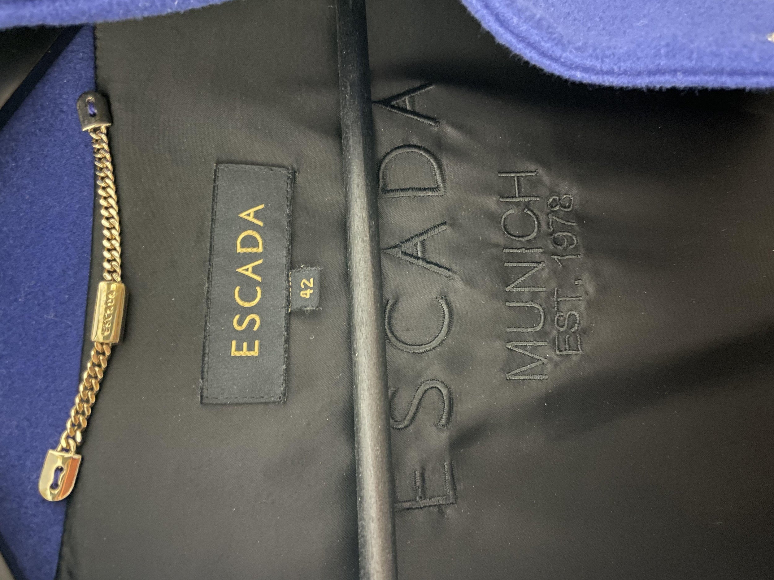 Escada Blue Fine Wool Overcoat