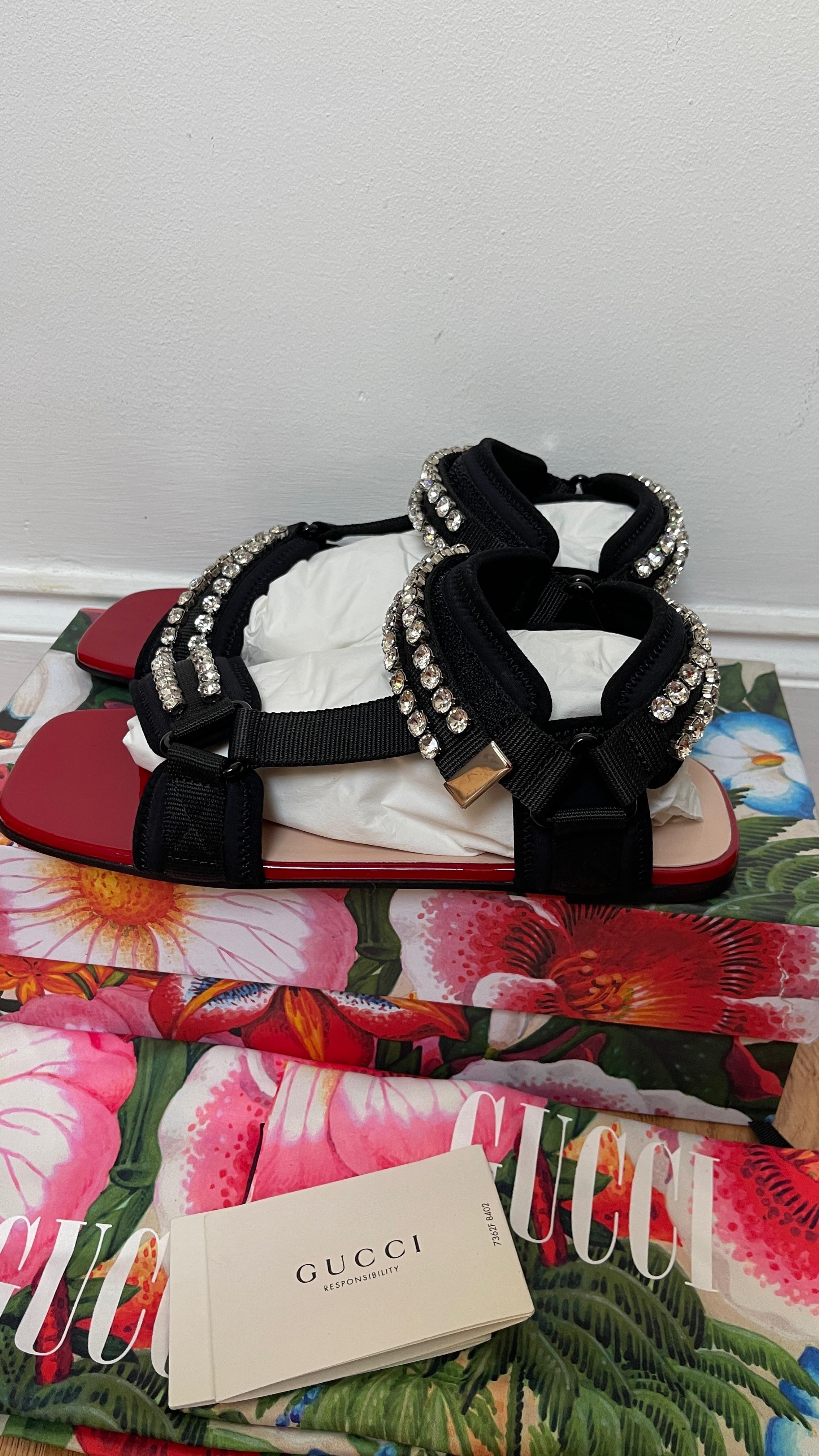 Crystal Embellished Sport Strap Sandals