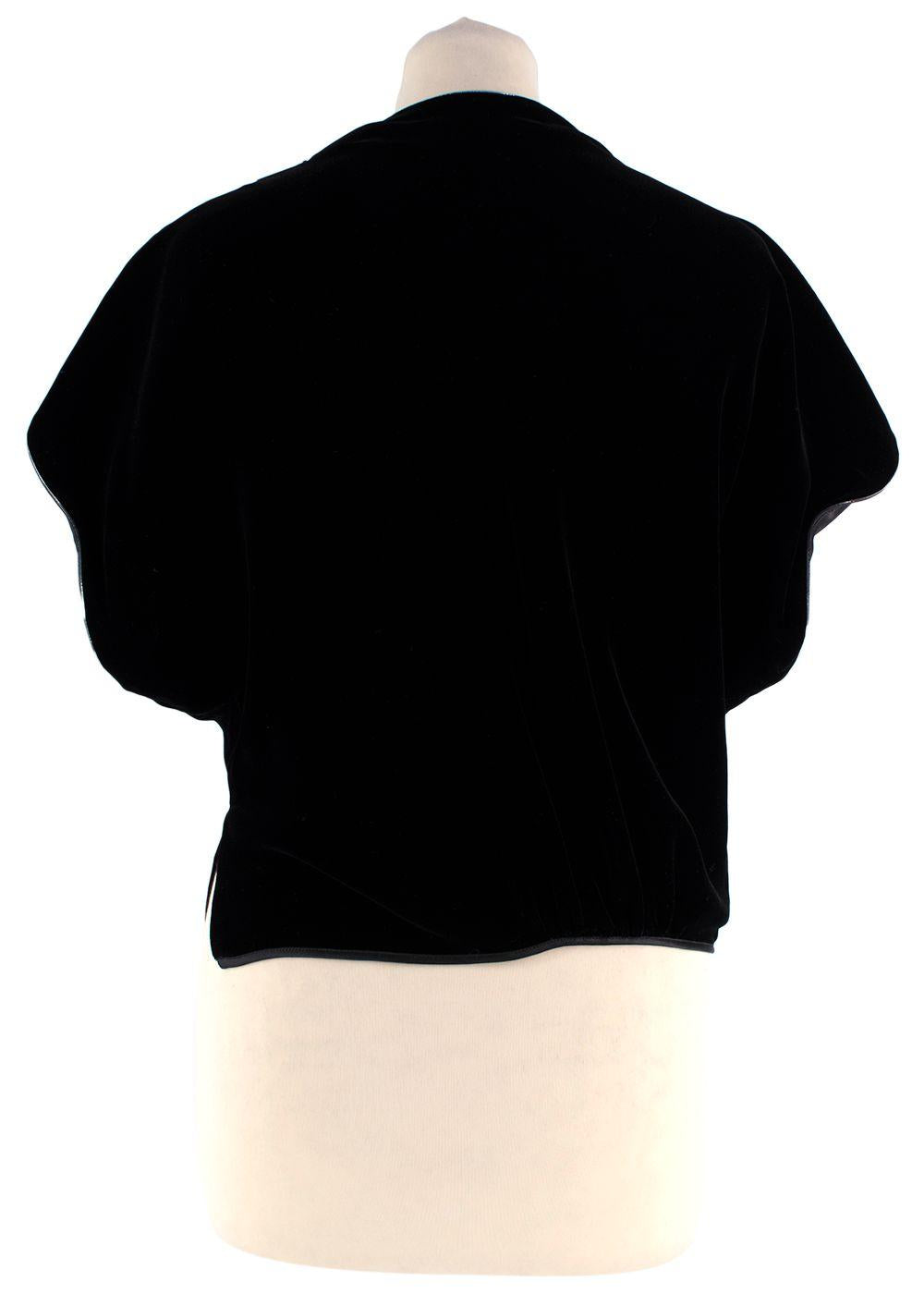 Giorgio Armani Black Gathered Velvet Blouse