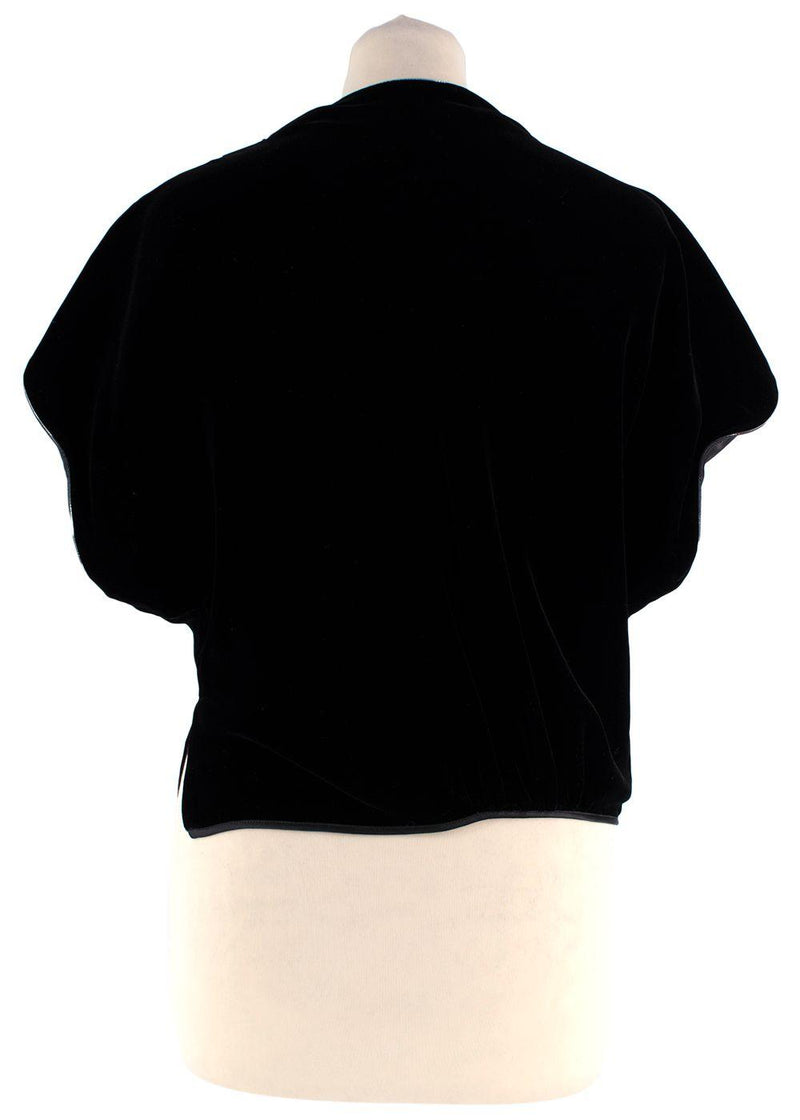 Giorgio Armani Black Gathered Velvet Blouse