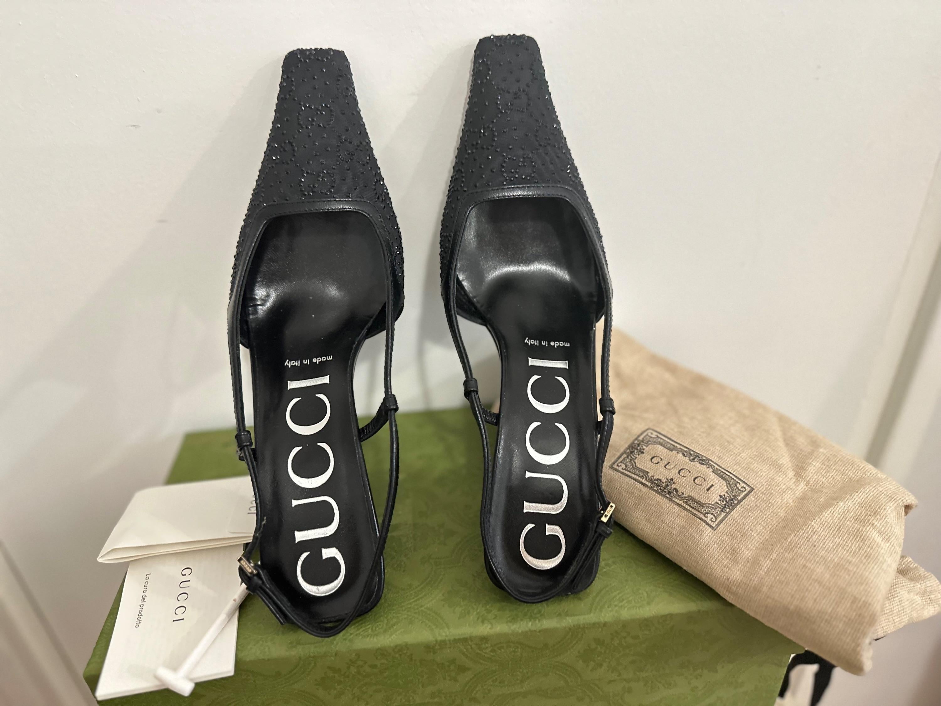 Gucci Crystal GG Slingback 75mm Pump