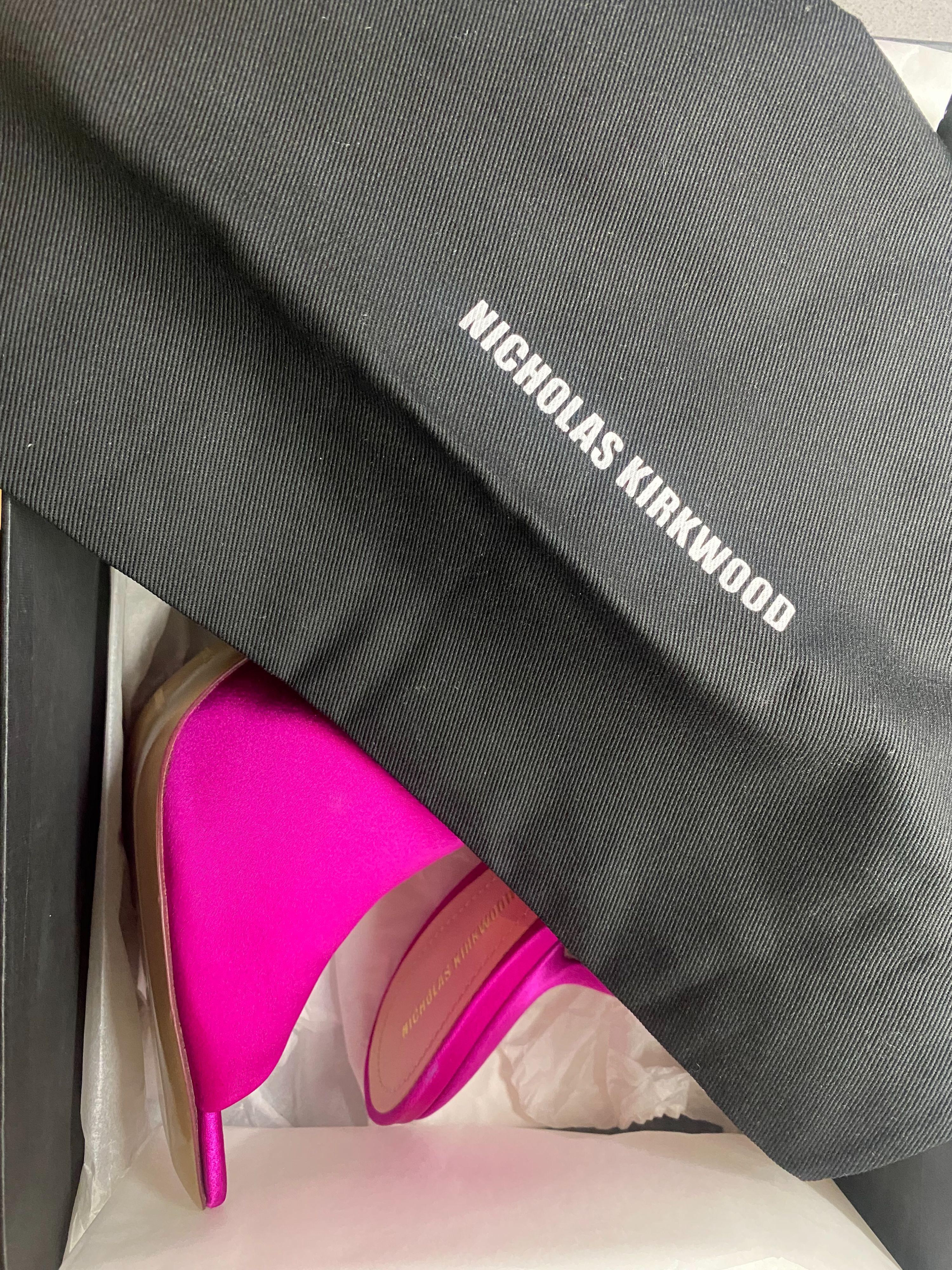 Nicholas Kirkwood Fuchsia Alba Satin Mules