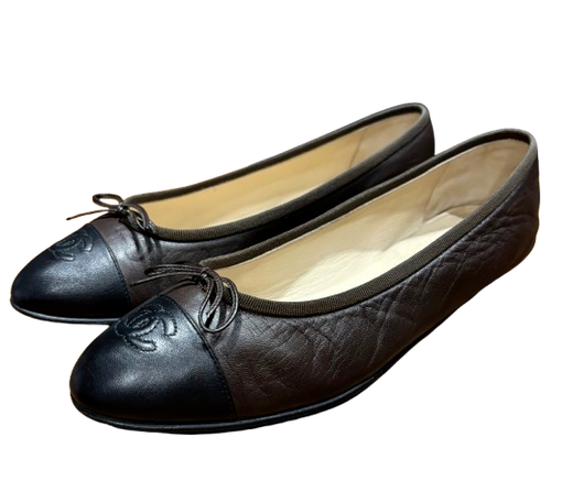 Chanel Black Leather Ballet Flats